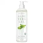 NTRSNS NaturSense Organic Aloe Vera Gel from 100% Pure Aloe–Great for Hair, Scalp, Face, Dry Skin, Acne, Sunburn, Sensitive Skin–Unscented, USDA Certified–12 oz.