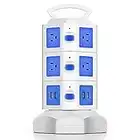 Tira de alimentación TNP con protector de sobretensión USB, adaptador de fuente de alimentación de estación de carga, enchufe múltiple, torre de soporte, cable de extensión de 6 pies