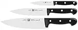 ZWILLING Twin Chef Messer-Set, 3-teilig (Spick-/Garniermesser 10 cm, Kochmesser 20 cm, Fleischmesser 16 cm), Rostfreier Spezialstahl/Kunststoff-Griff im Nietendesign, Silber, Schwarz