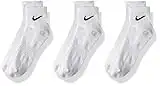 Nike U NK Everyday Cush QTR 3PR Chaussettes Homme, Blanc/Noir, S (Taille Fabricant : 34-38)