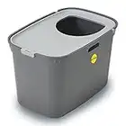 CAT CENTRE Large Top Entry Cat Litter Tray Extra Deep XL High Sided Covered Dog-Proof Toilet Box Pan Loo Kitten Cats Grey Base + Light Grey Lid Toddler-Proof Multi-Pet Households Rounded