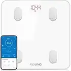 RENPHO Balance Pese Personne de Haute Précision 180kg, Pese Personnes Bluetooth Balance Connectée avec App, 13 Analyses de la Composition Corporelle, Piles incluses