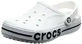 Crocs Unisex-Adult Bayaband Clogs, White/Navy, 5 Men/7 Women