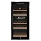 Caso WineComfort 24 black, Weinkühlschrank für 24 Flaschen, 2 Zonen auf 5-20°C einstellbar,Sensor- Touch, LED beleuchtet freistehend, UV-Filterglas, Schwarz