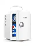 AstroAI Mini Fridge, 4 Liter/6 Can AC/DC Portable Thermoelectric Cooler and Warmer Refrigerators for Skincare, Beverage, Food, Cosmetics, Home, Dorm, Office and Car, ETL Listed (White）