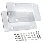 WildAuto License Plate Cover,2Pack Clear Car Licenses Frame Shield with Non-Rusting Screws Caps, Durable Plate Covers Weatherproof and Unbreakable Thick Shields (Transparent)