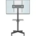 BONTEC Supporto TV da Pavimento per Schermi Plasma/LCD/LED 23-55 Pollici con Ruote, Carrello Staffa Porta Mobile Supporto TV Fino a 25 kg, Max VESA 400 x 400 mm