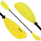 Pagaie asymétrique légère en aluminium pour kayak, canoë et bateau - 220 cm - Pour lac, rivière, mer, sports nautiques - Jaune