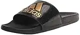 adidas Women's Adilette Comfort Slides Sandal, Black/Gold Metallic/Black, 7