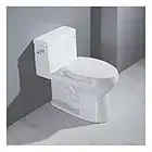 MEJE One Piece Elongated Toilet with Soft Close Seat Cover and Left Side Flush Handle,Ceramic,White Finish,Easy Cleaning