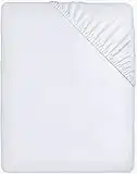 Utopia Bedding Drap Housse - Blanc, 160 x 200 cm - Coupes de 35 cm pour Matelas épais - Polyester Microfibre brossée