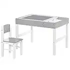 HOMCOM kids Table and Chair Set 2 in 1 Activity Play Table for Bricks Toddler Furniture w/Storage Space, Ideal for Reading, Arts & Crafts - Grey