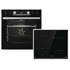 Gorenje Einbauherd-Set Black Set 4 Induktion / 77 Liter / ExtraSteam / GentleClose & Open / AirFry / PizzaMode / PerfectGrill / Teleskopauszüge / Induktions-Kochfeld mit PowerBoost / Schwarz