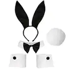 Feacole Bunny Costume Set - Rabbit Ears Headband, Bow Tie, Cuff and Tail Accessories Kit