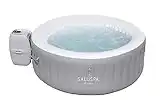 Bestway St. Lucia SaluSpa 2 to 3 Person Inflatable Round Outdoor Hot Tub with 110 Soothing AirJets, Filter Cartridge, Pump, and Insulated Cover, Gray