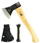 Mastiff Gears® Wooden Handle Hatchet, Camping Axe, Wood Splitting Axe for Camping, bushcraft, Hunting, Survival Enthusiast (Basic Axe)