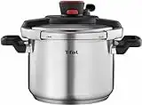 T-fal P45007 Clipso Stainless Steel Dishwasher Safe PTFE PFOA and Cadmium Free 12-PSI Pressure Cooker Cookware, 6.3-Quart, Silver