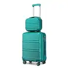 Kono Luggage Sets of 2 Piece Lightweight 20 inch ABS Hard Shell Travel Carry on Suitcase with TSA Lock + 12 inch Portable Hand Cabin Case (Turquoise)