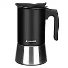 Navaris Moka Coffee Pot - Percolator Espresso Maker for Stovetops Induction Gas Electric Stove Hob - Stainless Steel Percolated Coffee Pot - 6 Cup