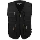 LUSI MADAM Men's Poplin Outdoors Travel Sports Multi-Pockets Work Fishing Vest XX-Large Black