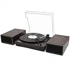 LP&No.1 Bluetooth Vinyl Record Player with External Speakers, 3-Speed Belt-Drive Turntable for Vinyl Albums with Auto Off and Bluetooth Input