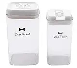 Geyecete Dog Food and Treats Storage Container - Clear Plastic - Storage Canister Tins-Dog Food and Dog Treats(Two-piece set)