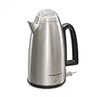 Hamilton Beach 12 Cup Electric Percolator Coffee Maker with Cool Touch Handle, Easy Pour Spout, Stainless Steel (40614RN)