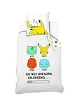 Sahinler Pokémon Starter - Housse de Couette Enfant Pikachu - Parure de Lit Coton NI-0214 140x200cm Blanc