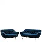 MKS Meble Sofa - Moderne Sofa Set 3+2 - Skandinavische Deko Polstersofa - Pirs Zwei Loungesofas - Fünf Personen Marineblau