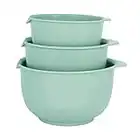 Glad Mixing Bowls with Pour Spout, Set of 3 | Nesting Design Saves Space | Non-Slip, BPA Free, Dishwasher Safe Plastic | Kitchen Cooking and Baking Supplies, Sage Green