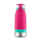 Ello Emma Vacuum Insulated Stainless Steel Water Bottle with Locking Leak Proof Lid and Soft Straw, BPA Free, Tropical Pink, 14oz