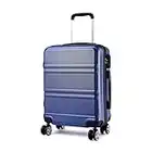 Kono 20 inch Cabin Suitcase Lightweight ABS Carry-on Hand Luggage 4 Spinner Wheels Trolley Case 55x40x22 cm(Navy)