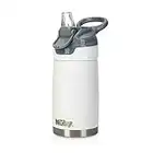 Nuby Thirsty Kids No Spill Flip-It Reflex Stainless Steel Travel Cup, 10 Oz, White