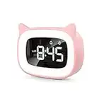 mizikuu Despertador Infantil Digitals, Despertador para Niñas, LED Pantalla Reloj Alarma Inteligente, 12/24 Horas, 5 Brillo Ajustable, Alarma Doble, 18 Música Despertadores Digitales, con Snooze