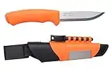 Morakniv Bushcraft Stainless Steel Survival Knife with Fire Starter and Sharpener, Orange