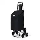 VOUNOT Carrello Spesa con 3 Ruote per Saliscale, Carrello Portaspesa Pieghevole, Borsa Impermeabile Rimovibile 32L, Carbonio