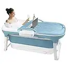 UISEBRT Vasca da bagno pieghevole per adulti L, pieghevole Bathtub 118 x 62 x 53 cm, portatile pieghevole con copertura rimovibile, cestino per sapone, idea per piccolo bagno, blu