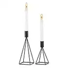 Sziqiqi Set di 2 Candelieri Candelabri Candelabro Portacandele in Nero Ferro per Soggiorno Tavolo da Pranzo Centrotavola Creativo, Nero