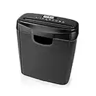 Ex-Pro 6 Sheet Paper Shredder, DIN P-2 Strip Cut, with 10L Waste Bin, for A4 Credit Card Home Office Use, 190W