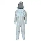 BeeProGear Ventilated Double Zipper Bee Suit for Men - 3X Ultra Protective Layer Beekeeping Suit - Premium White Fabric Mesh Bee Keepers Suite - Professional Double Zipper Bee Suit with Fencing Veil