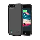 RUNSY Battery Case Compatible with iPhone 8 Plus / 7 Plus / 6S Plus / 6 Plus, 6000mAh Rechargeable Extended Battery Charging / Charger Case, Adds 1.5x Extra Juice, Supports Wired Headphones (5.5 inch)