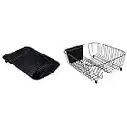 Rubbermaid Universal Drain Board, Black (1855234) & L3-6008-M5-BLA Antimicrobial Small Dish Rack Dish Drainer, Black