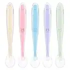 Vicloon Cucharas Bebé Silicona, 5 Piezas Cucharas de Aprendizaje para Bebe, Silicona Suave Cuchara de Punta de alimentación para Bebés, Cuchara para Bebé Niño