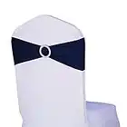 WENSINL Pack of 50 Spandex Chair Sashes for Party Decorations, Elastic Chair Bands with Buckle Slider, Chair Bows for Wedding Reception, Without White Seat Covers (Navy)