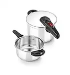 BRA Allure Set dúo de ollas a presión rápida 4+6 litros, acero inoxidable, apta para todo tipo de cocinas, incluido inducción, Color Metálico [Amazon Exclusive]