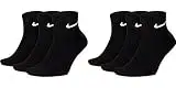 Nike SX7667 Lot de 6 paires de chaussettes courtes pour homme et femme en coton rembourré, hauteur au dessus de la cheville - Taille : 34, 36, 38, 40, 42, 44, 46, 48, 50, Noir , M