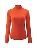 KLOTHO Velma Costume Adult Turtleneck Women Tops Casual Long Sleeve Shirts Orange Trendy Halloween Cosplay Clothing X-Large