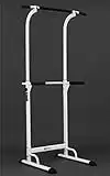 PullUp Fitness Barre de Traction Ajustable Station Musculation Dips Station Chaise Romaine (Blanc)