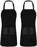 Utopia Kitchen Adjustable Bib Apron (2-Pack) Water Oil Resistant Chef Cooking Kitchen Aprons with Pockets for Men Women (Black)