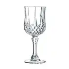 Cristal d'Arques Paris - Collection Longchamp - 6 Verres à vin 17 cl en Kwarx - Brillance, Transparence et Haute Résistance - Moulures Iconiques - Fabriqués en France